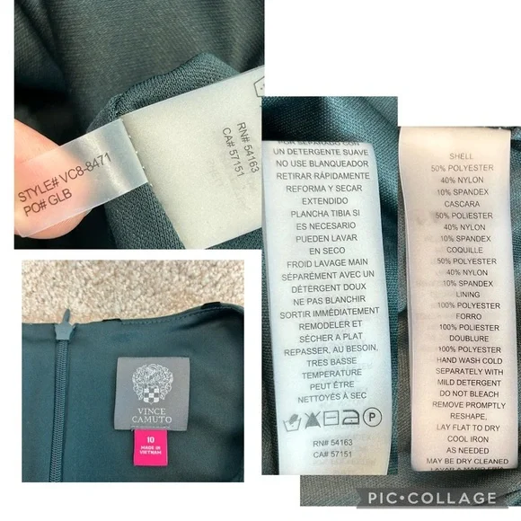 Vince Camuto Burnout Green Navy Velvet Highlow Dress sleeveless cocktail party - Picture 13 of 14